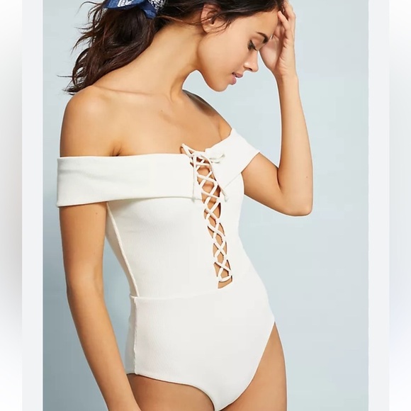 l*space Other - L*SPACE Anja Lace Up Cream One Piece Swimsuit